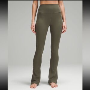 Size 12 lululemon align high rise flared leggings, army green